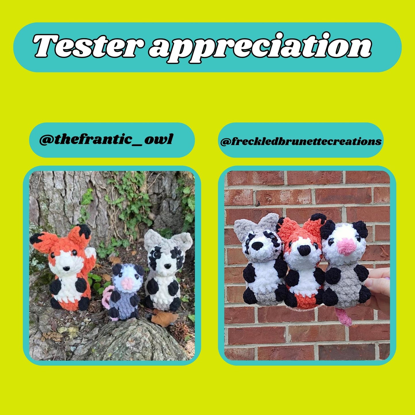 Low sew crochet pattern possum fox raccoon crochet pattern animals low sew possum crochet amigurumi pattern bundle easy crochet pattern