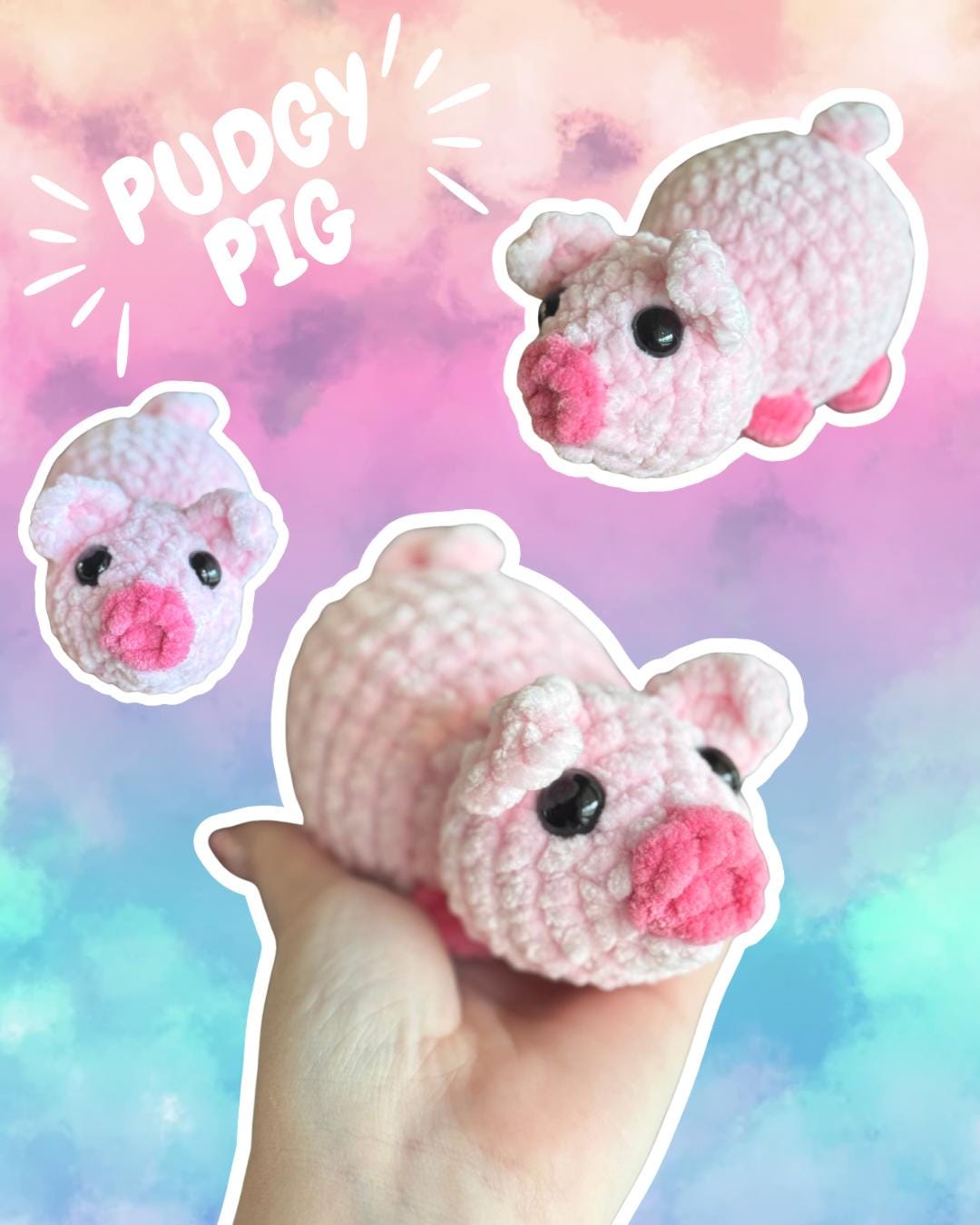 Crochet pattern bundle no sew pudgy pals beginner amigurumi animals plushie crochet easy market make possum cow cat pig capybara
