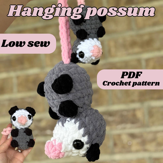 Possum crochet pattern hanging possum crochet pattern low sew possum crochet amigurumi pattern crochet car hanger possum