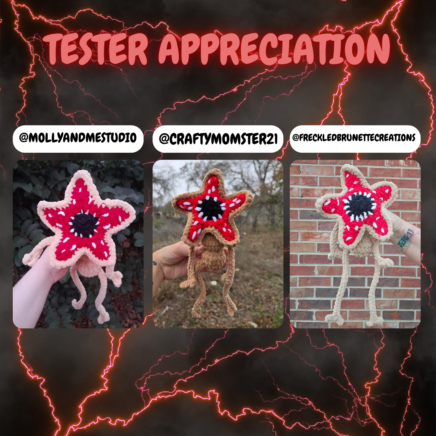 Demi buddy crochet pattern demogorgon stranger things crochet low sew Halloween amigurumi