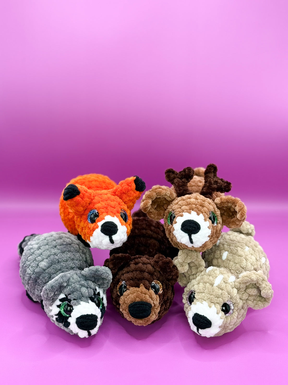 Pudgy Pals crochet pattern bundle beginner amigurumi animals crochet no sew fox raccoon bear deer