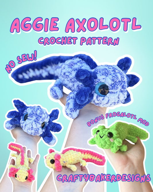 Axolotl crochet pattern no sew amigurumi pdf download digital pattern