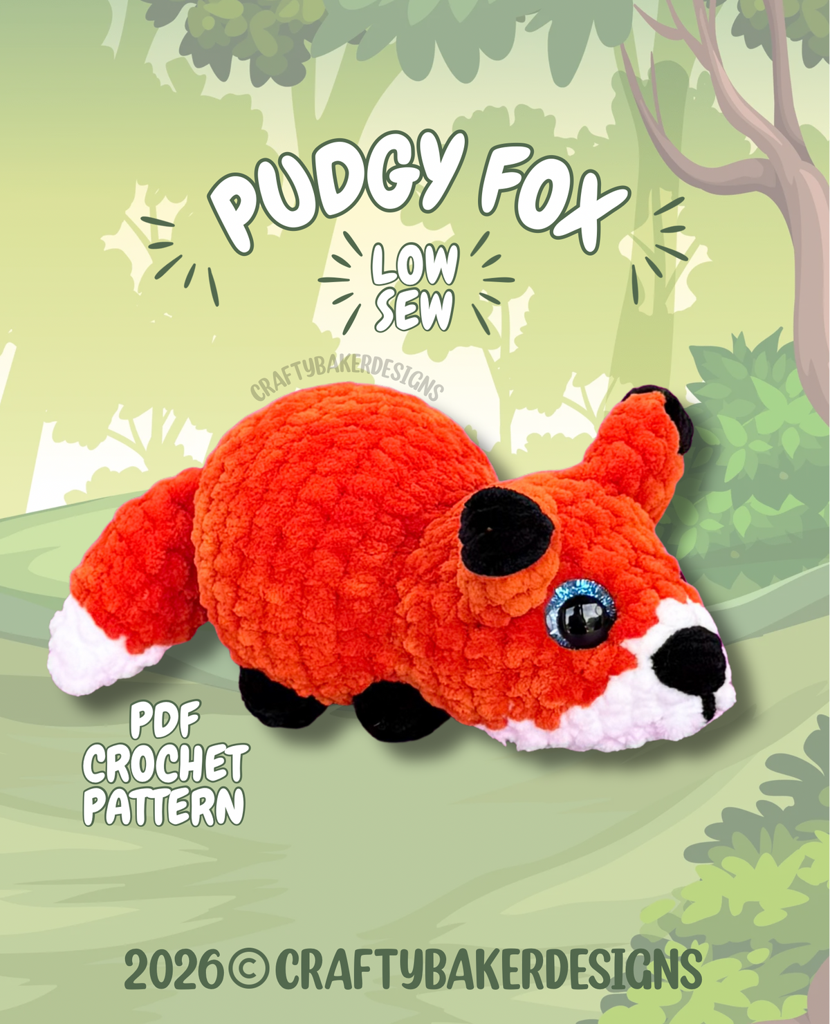 Pudgy Pals fox crochet pattern beginner amigurumi animals crochet low sew fox pattern pdf