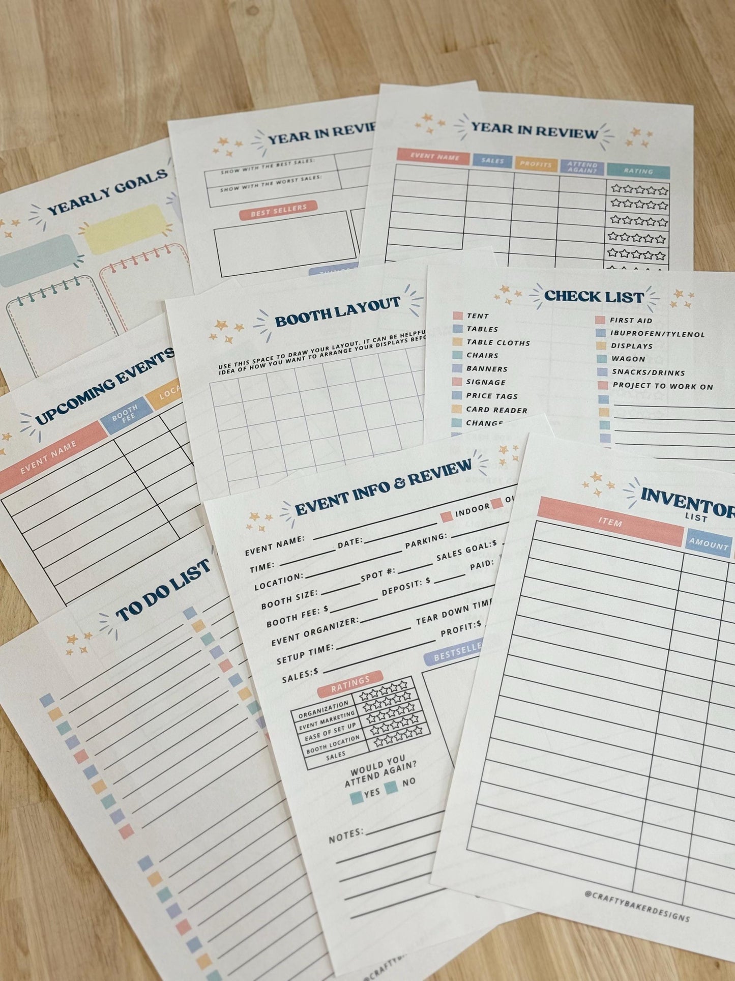 Craft fair market planner for vendor bundle of 9 pages digital download business goals crochet guide