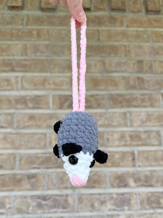 Crochet hanging possum version 2 car hanger bag charm crochet possum