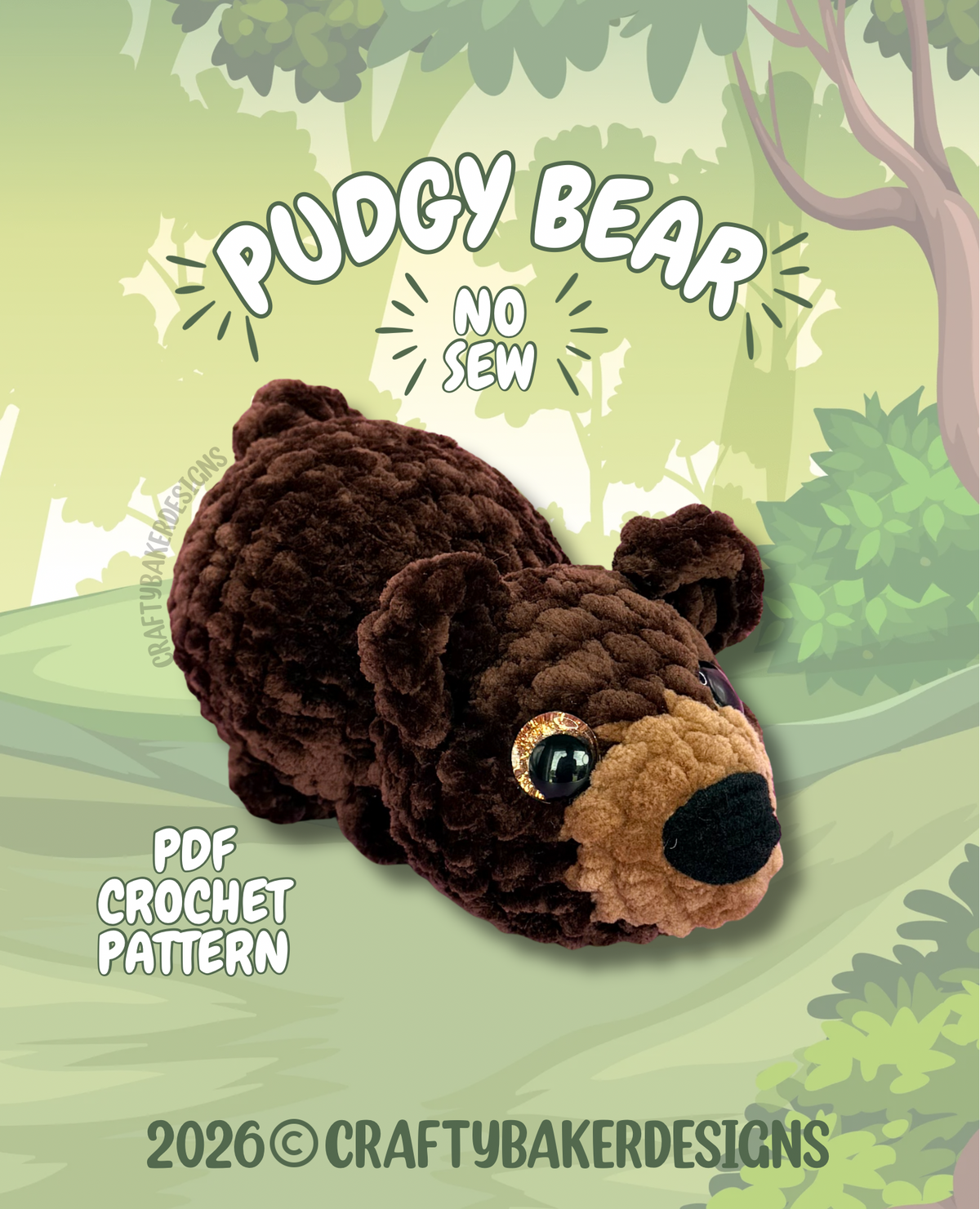 Pudgy Pals bear crochet pattern beginner amigurumi animals crochet no sew bear pattern pdf