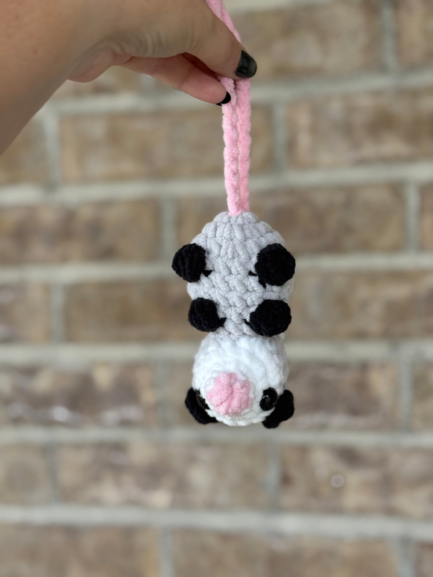 Small crochet Hanging possum, cat hanger, bag charm