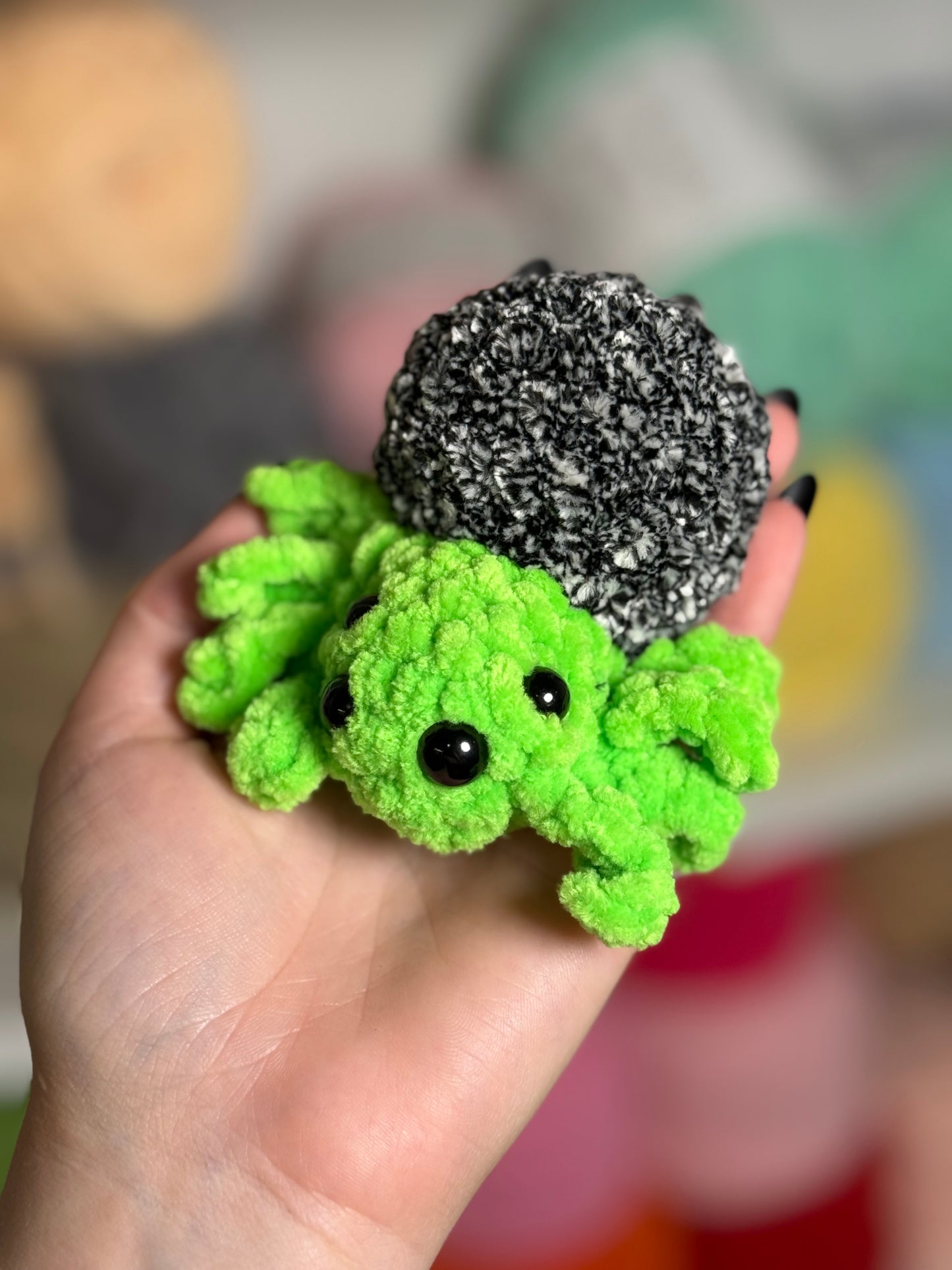 Crochet spider plushie small palm sized spider