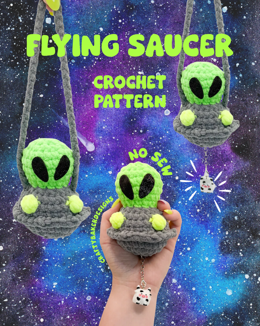 Alien saucer crochet pattern no sew beginner amigurumi car hanger flying saucer