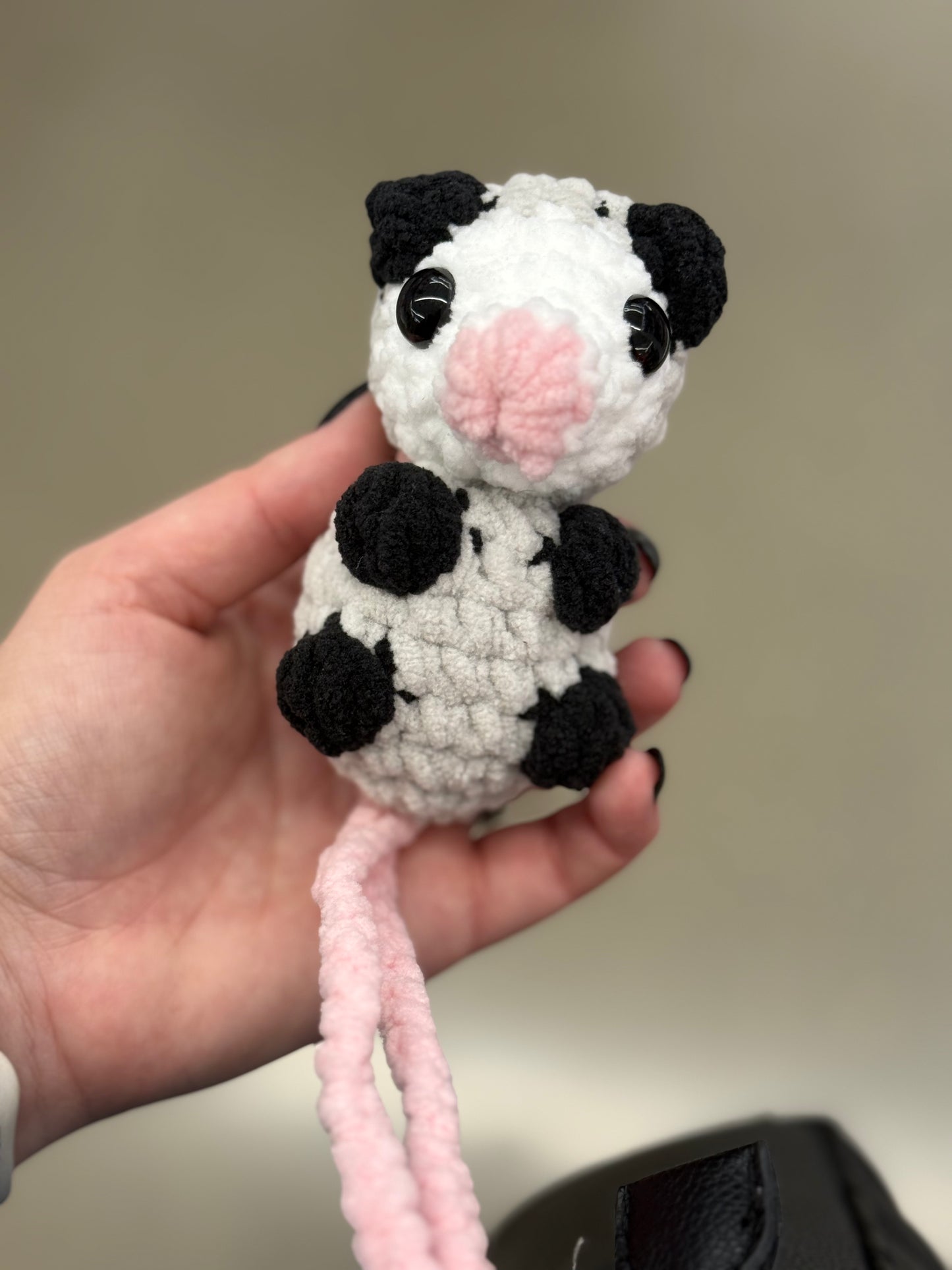 Small crochet Hanging possum, cat hanger, bag charm