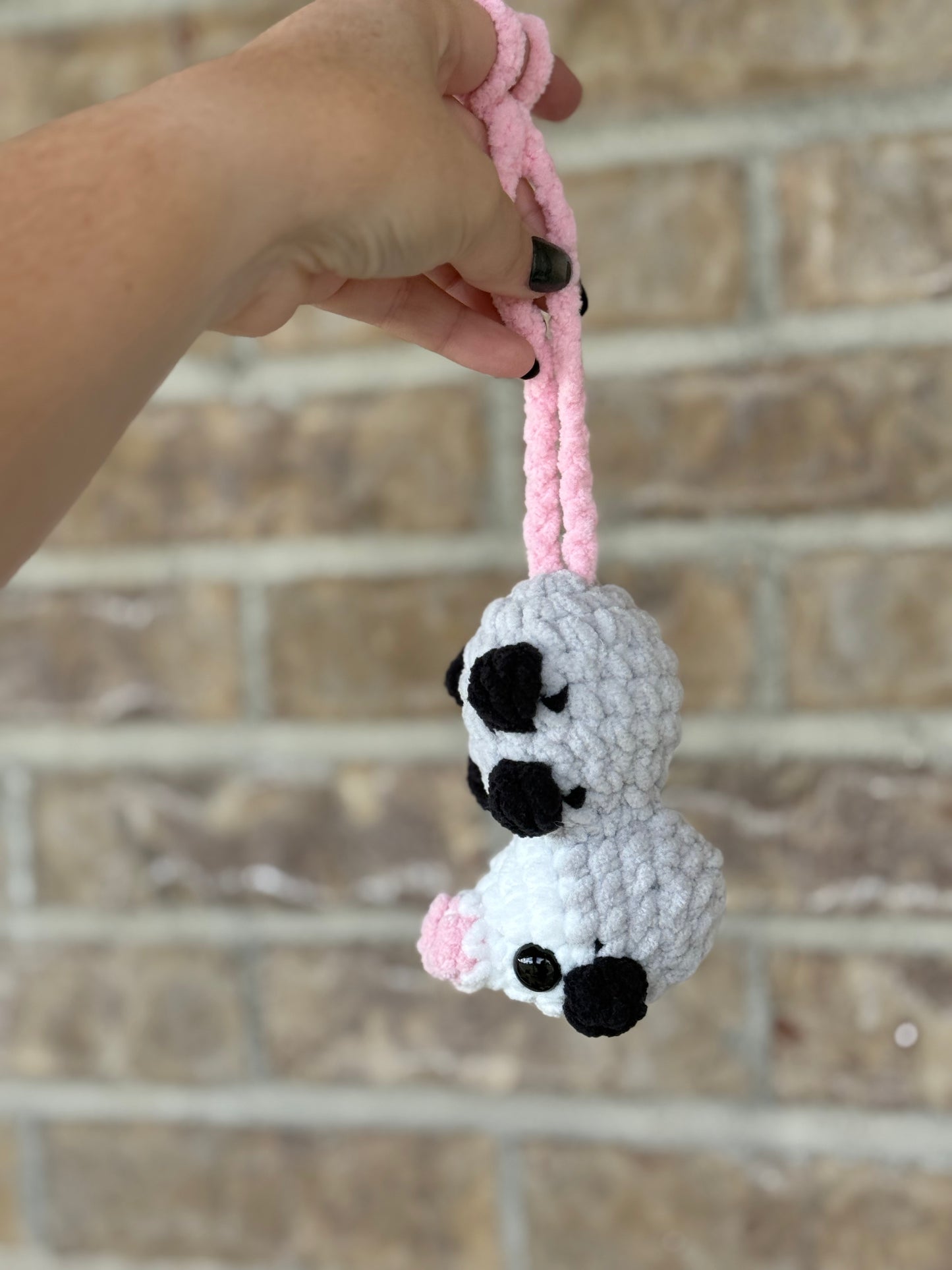 Small crochet Hanging possum, cat hanger, bag charm
