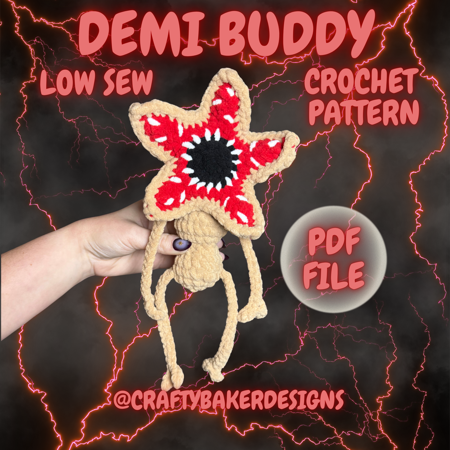 Demi buddy crochet pattern demogorgon stranger things crochet low sew Halloween amigurumi