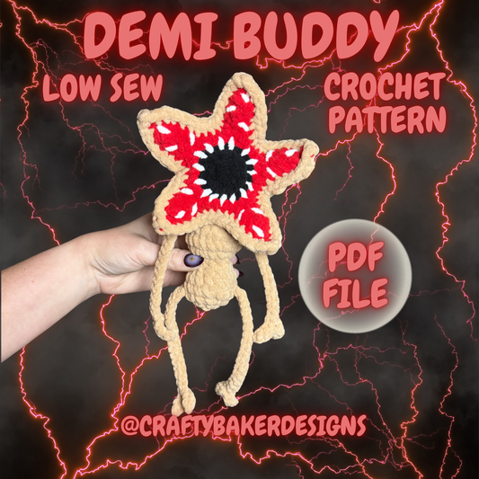 Demi buddy crochet pattern demogorgon stranger things crochet low sew Halloween amigurumi