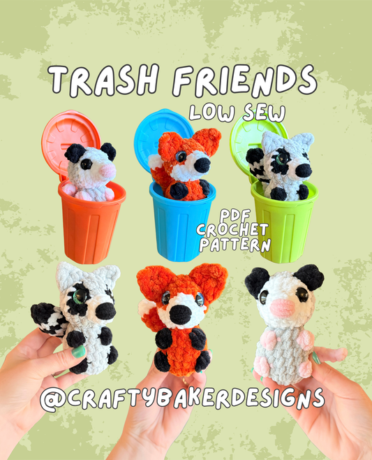 Low sew crochet pattern possum fox raccoon crochet pattern animals low sew possum crochet amigurumi pattern bundle easy crochet pattern