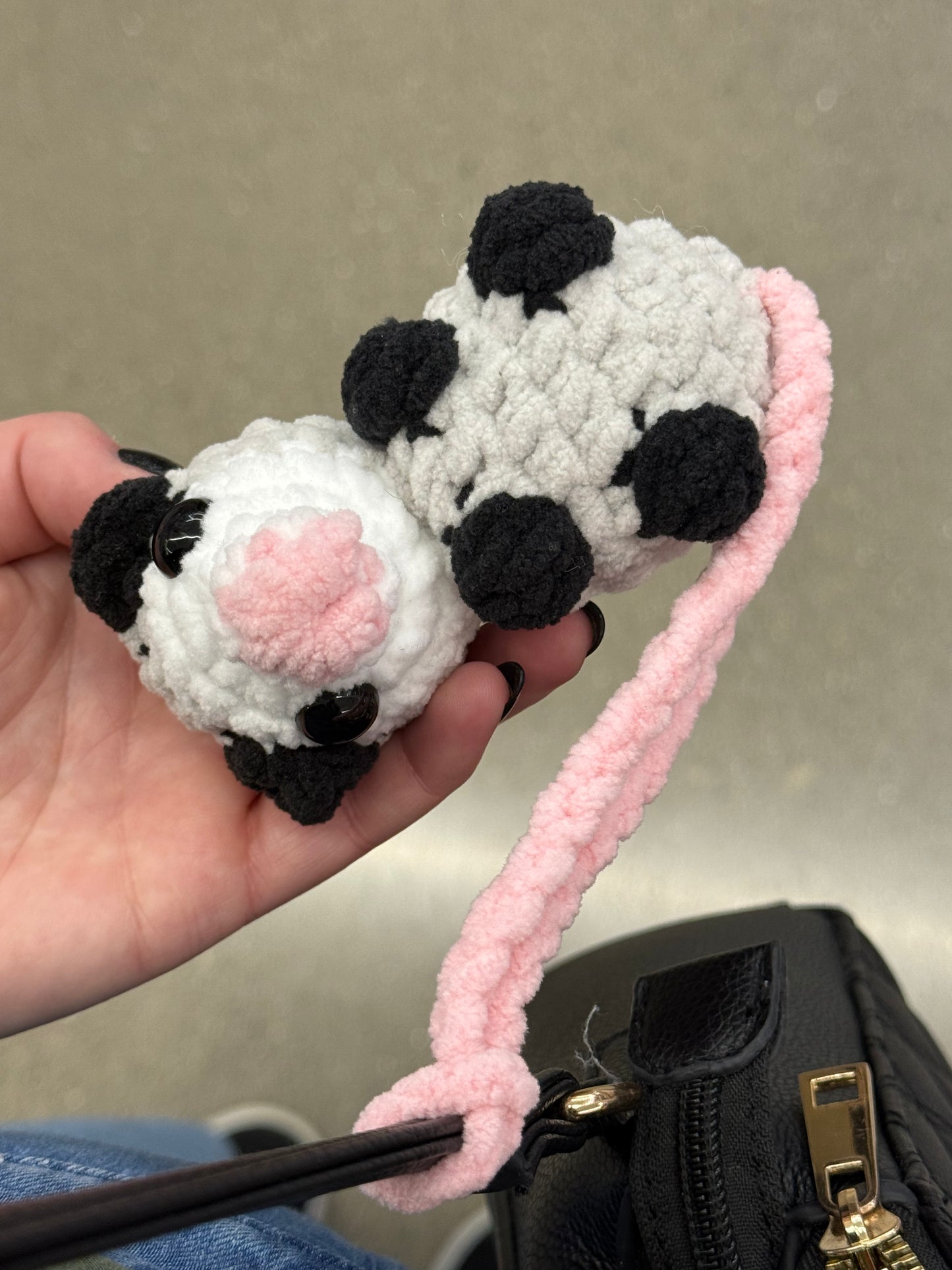 Small crochet Hanging possum, cat hanger, bag charm
