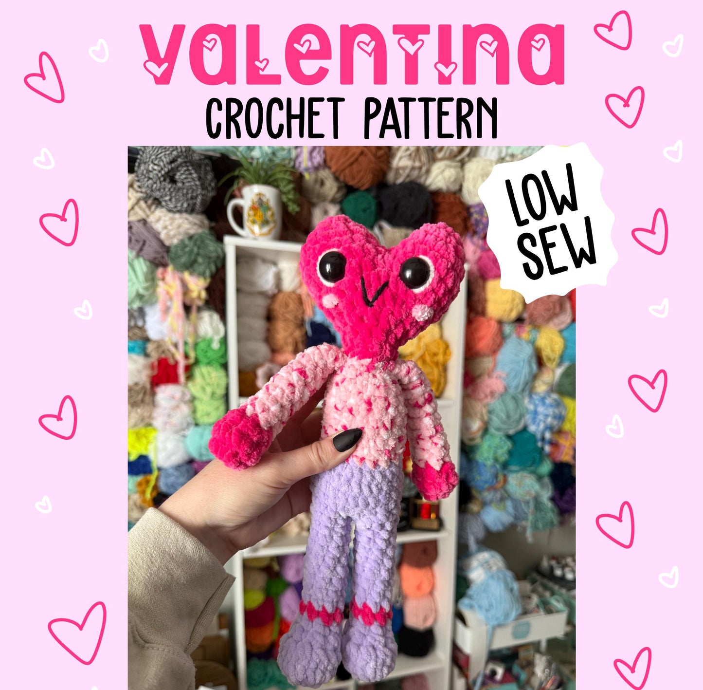 Low sew crochet pattern valentines day crochet pattern heart crochet pattern beginner crochet pattern amigurumi heart crochet pattern