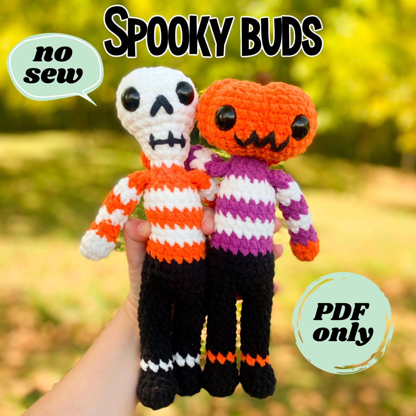No sew crochet pattern halloween crochet pattern skeleton crochet pattern pumpkin crochet pattern amigurumi pattern halloween