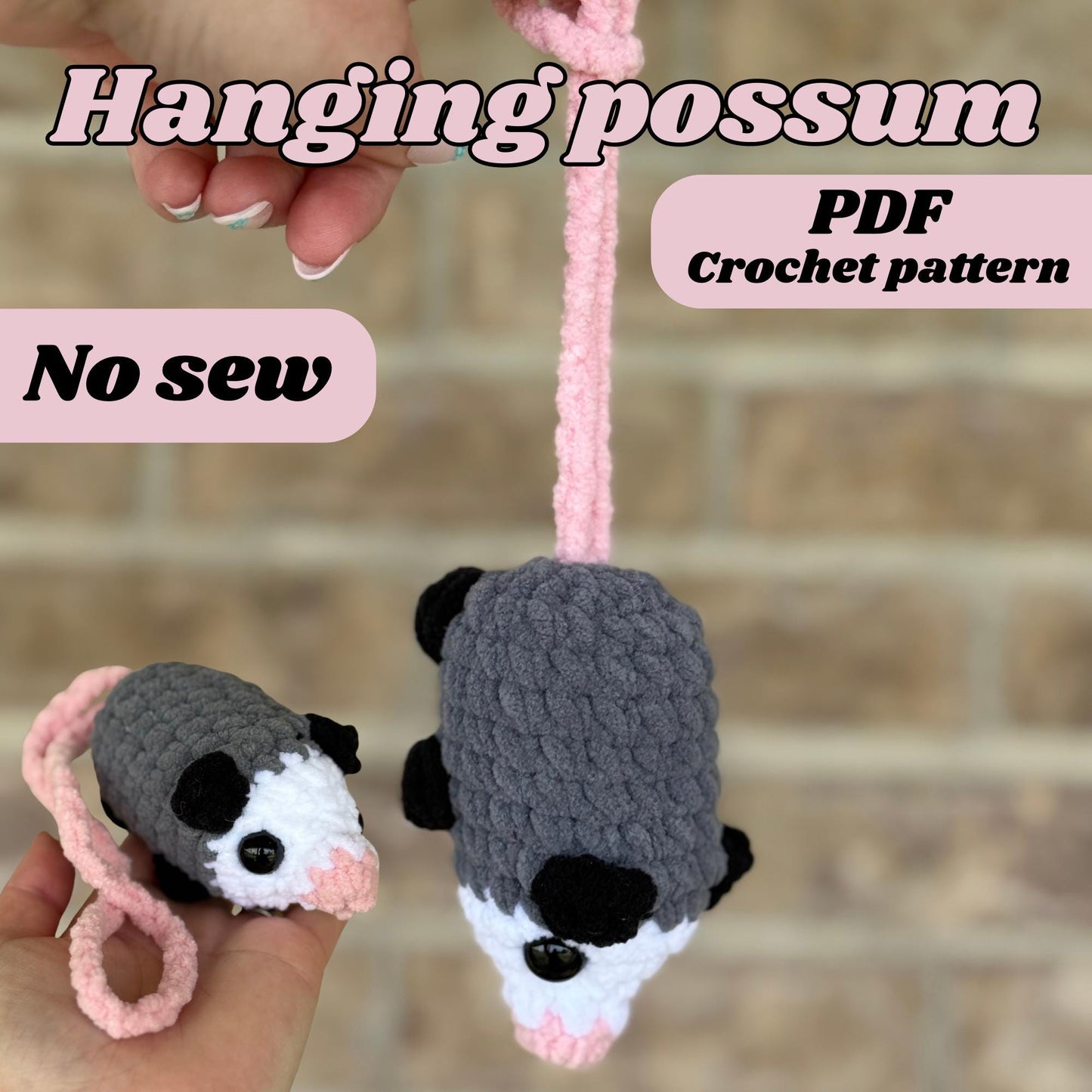 Possum crochet pattern hanging possum crochet pattern no sew possum crochet amigurumi pattern crochet car hanger possum