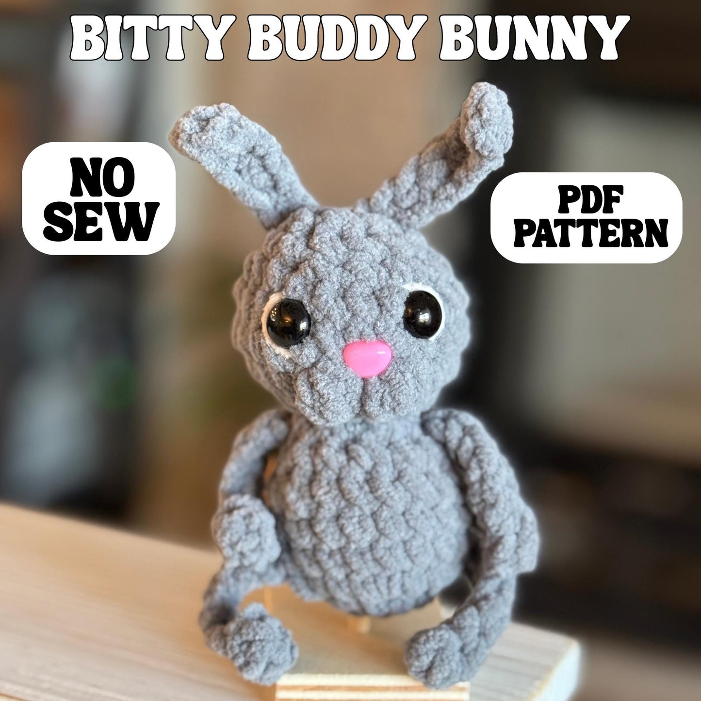 No sew bunny crochet pattern amigurumi PDF download beginner friendly crochet bitty buddy quick and easy pattern
