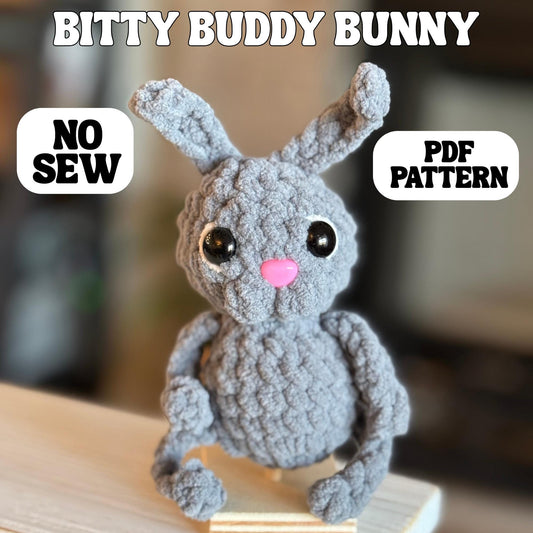 No sew bunny crochet pattern amigurumi PDF download beginner friendly crochet bitty buddy quick and easy pattern