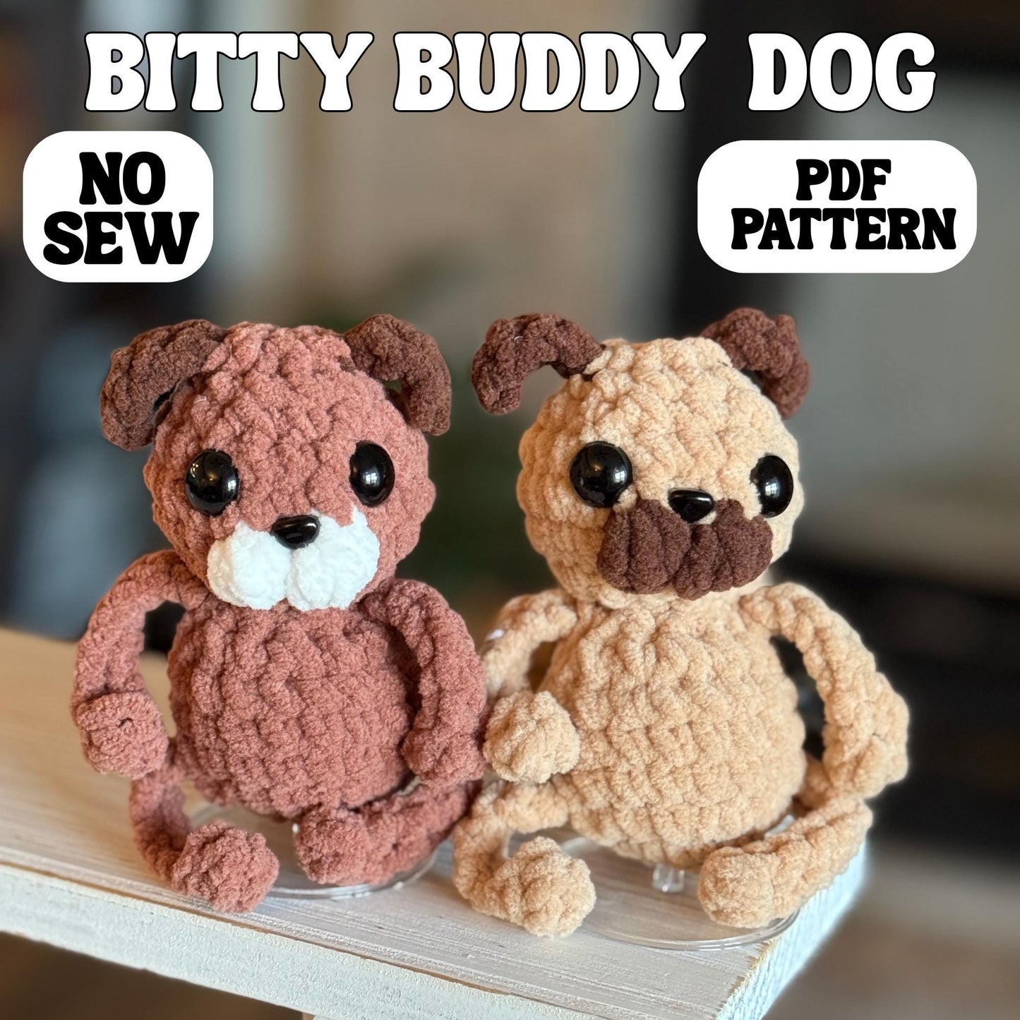 No sew dog crochet pattern puppy amigurumi PDF download beginner friendly crochet bitty buddy quick and easy pattern