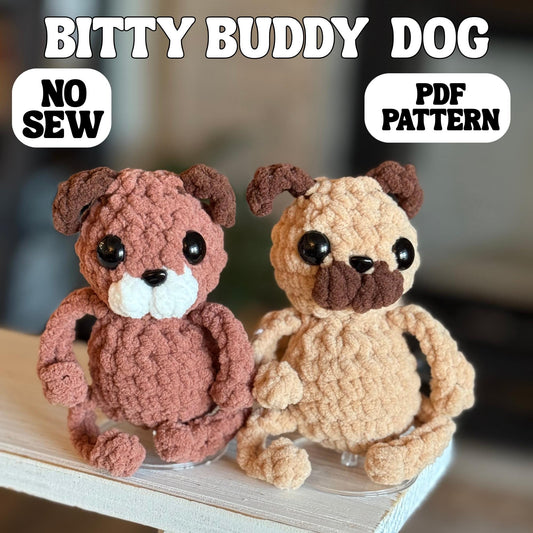 No sew dog crochet pattern puppy amigurumi PDF download beginner friendly crochet bitty buddy quick and easy pattern