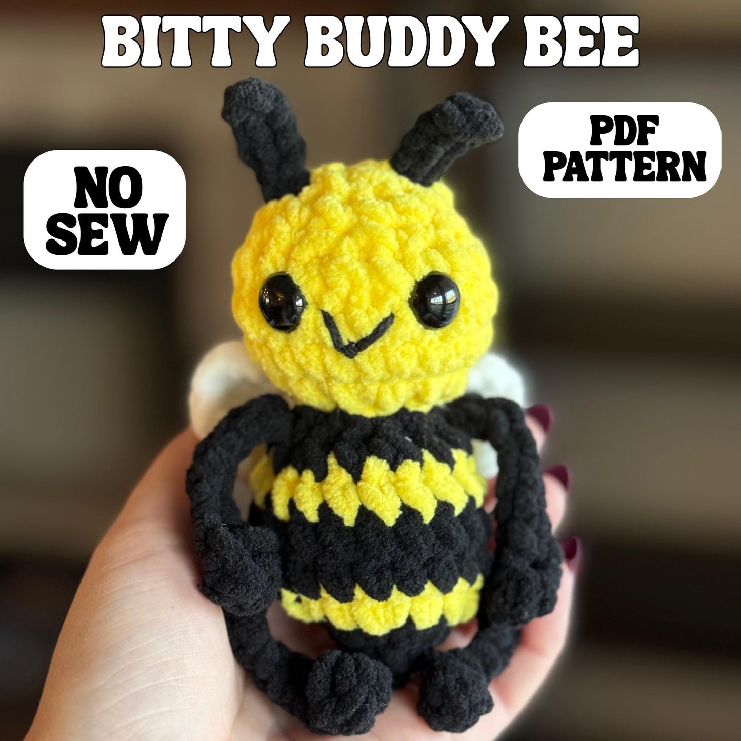 Bee crochet pattern amigurumi crochet pattern PDF download no sew pattern beginner friendly crochet pattern keychain bee pattern