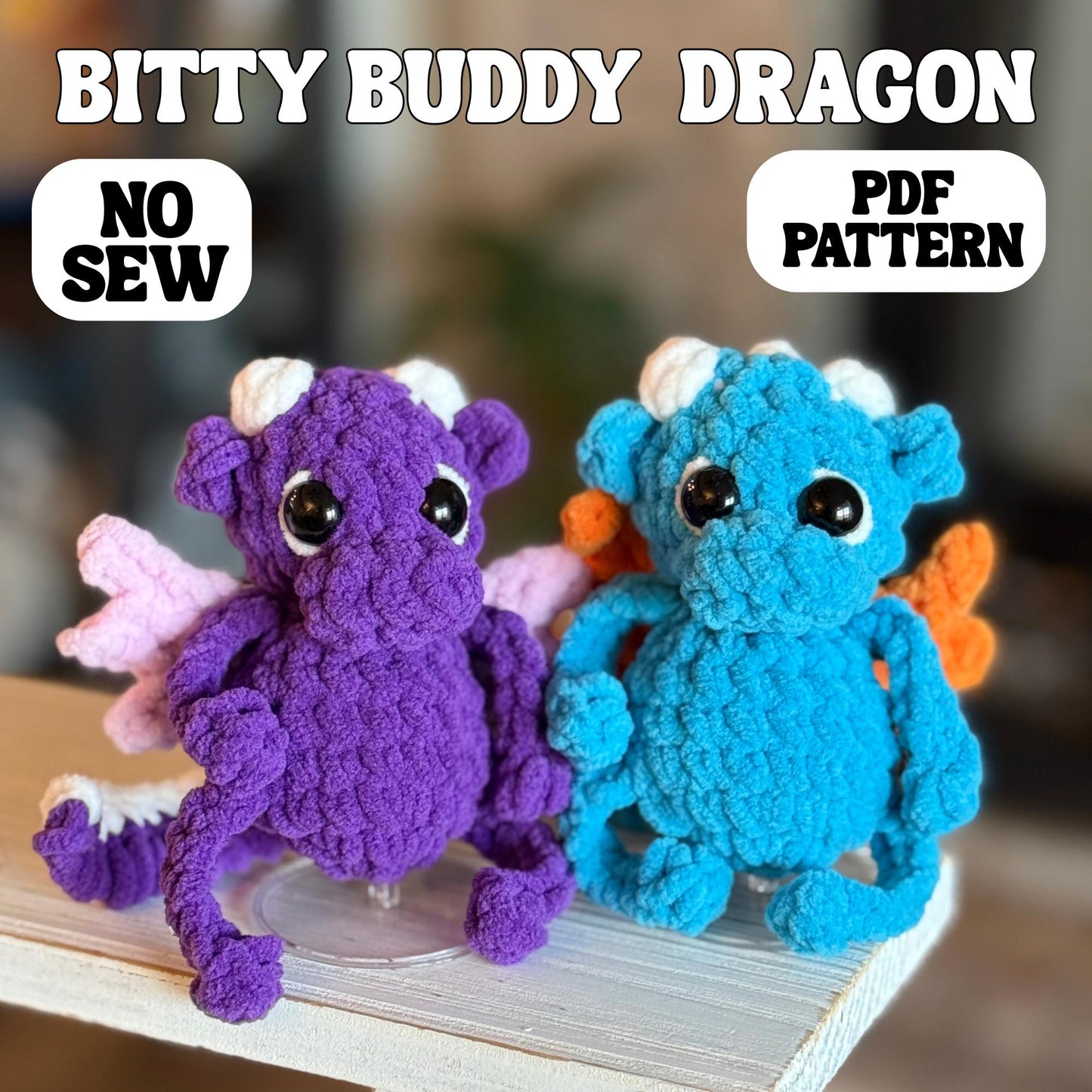 No sew Dragon crochet pattern amigurumi PDF download beginner friendly crochet bitty buddy quick and easy pattern