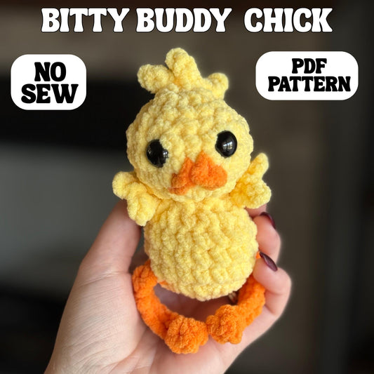 No sew chick crochet pattern duck amigurumi PDF download beginner friendly crochet bitty buddy quick and easy pattern