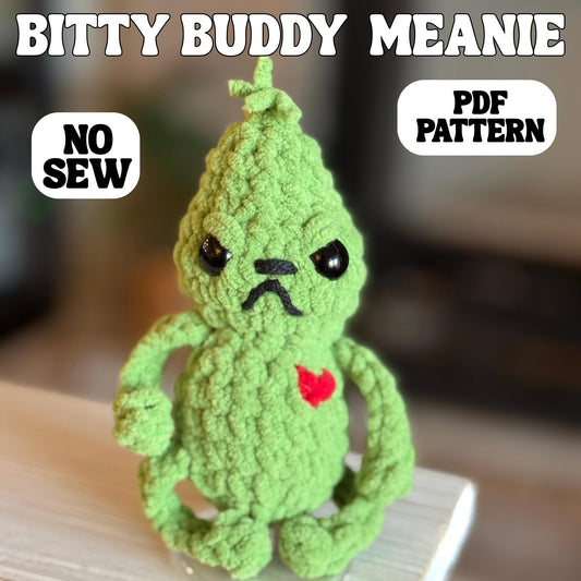 No sew meanie crochet pattern christmas amigurumi PDF download beginner friendly crochet bitty buddy quick and easy pattern