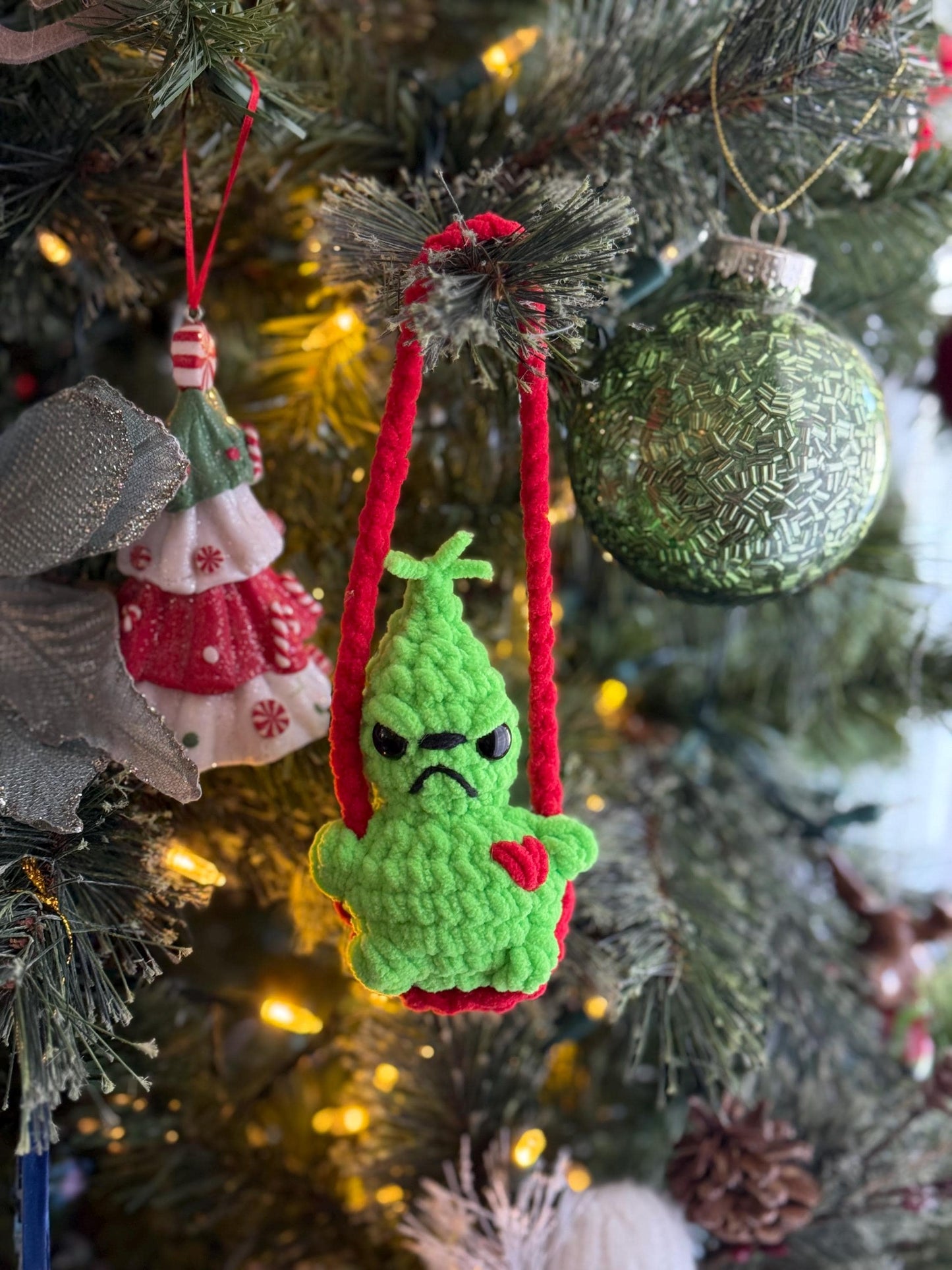 No sew crochet pattern swinging meanie crochet pattern crochet Christmas crochet swing car hanger crochet for beginner