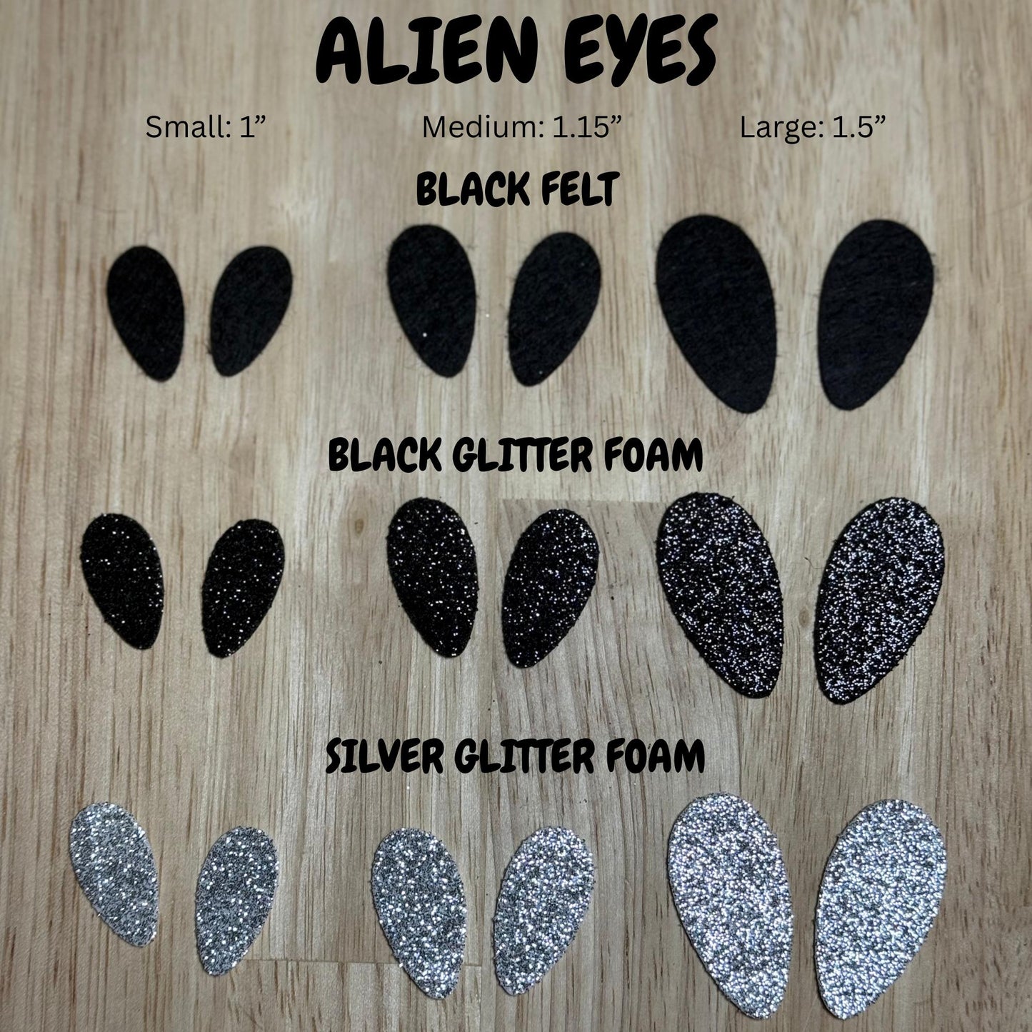 Alien eyes pack of 6 for amigurumi felt eyes glitter foam alien buddy crochet