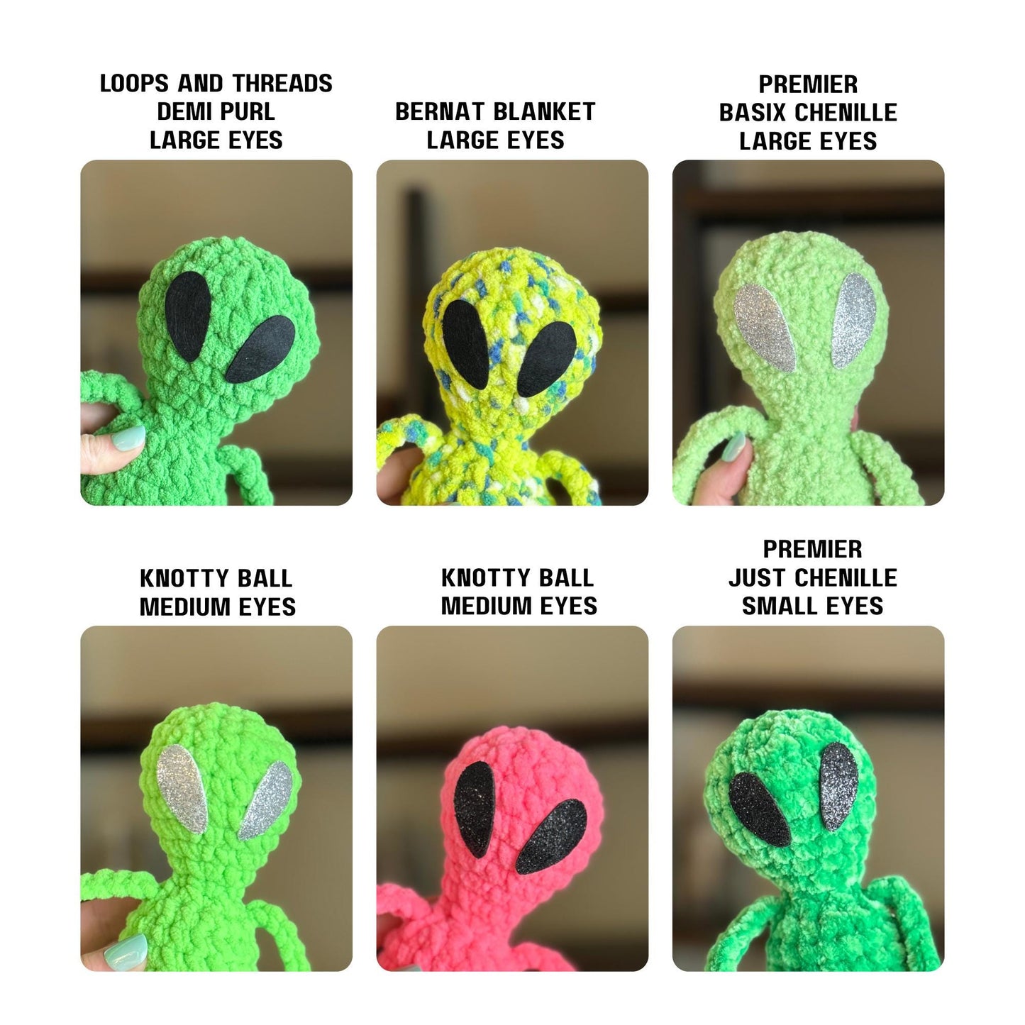 Alien eyes pack of 6 for amigurumi felt eyes glitter foam alien buddy crochet