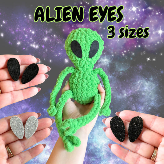 Alien eyes pack of 6 for amigurumi felt eyes glitter foam alien buddy crochet