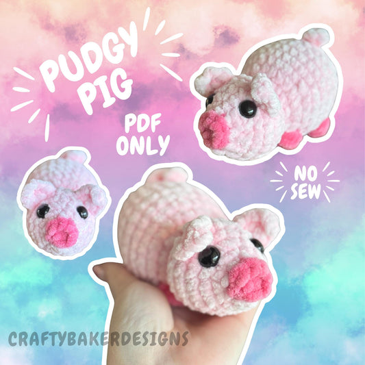 Crochet pig pattern no sew pudgy pals beginner amigurumi animals plushie crochet easy market make no sew pig