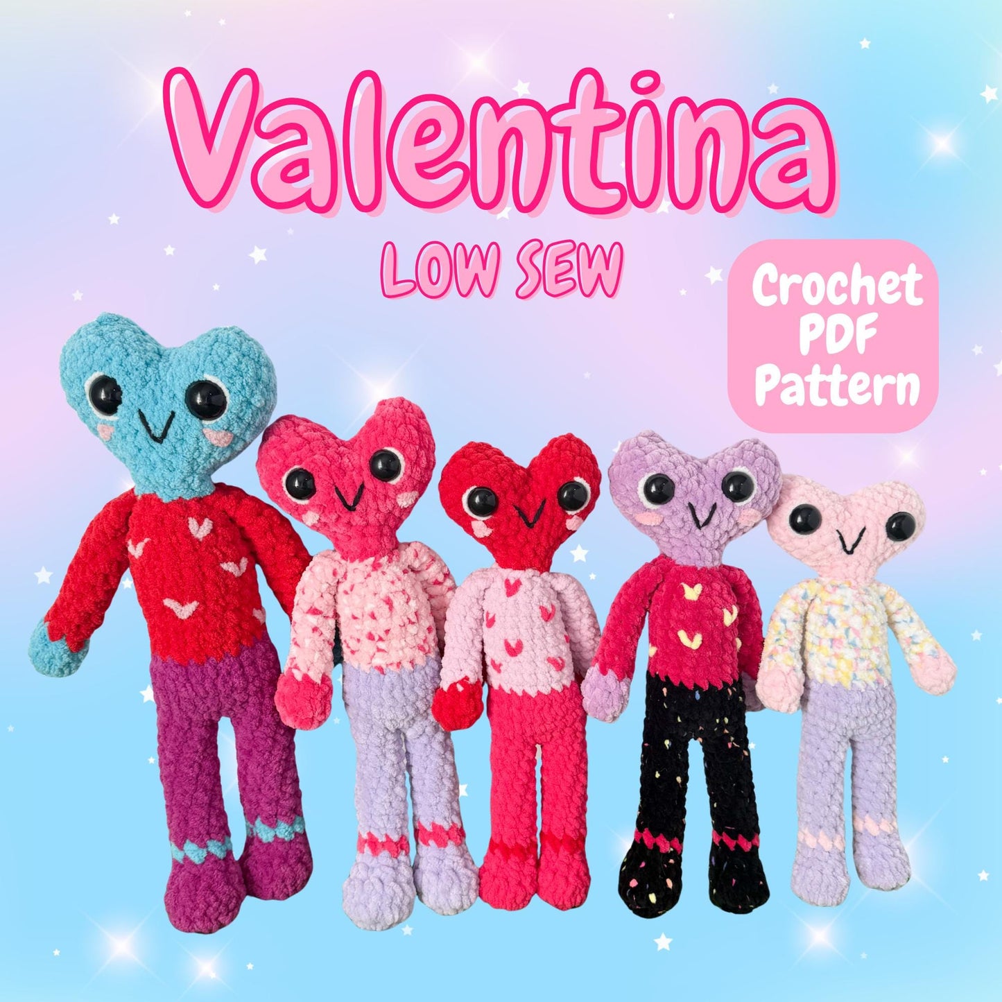 Low sew crochet pattern valentines day crochet pattern heart crochet pattern beginner crochet pattern amigurumi heart crochet pattern