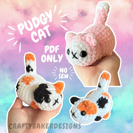 Crochet cat pattern no sew pudgy pals beginner amigurumi animals plushie crochet easy market make no sew cat best seller kitty pattern