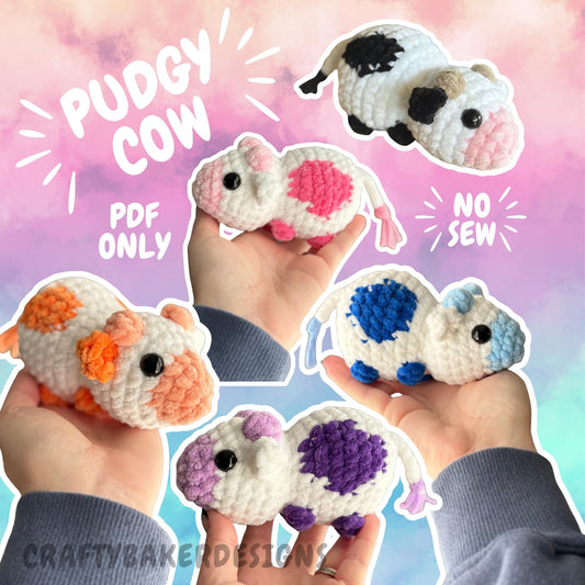 Crochet cow pattern no sew pudgy pals beginner amigurumi animals plushie crochet easy market make no sew cow farm animal crochet best seller