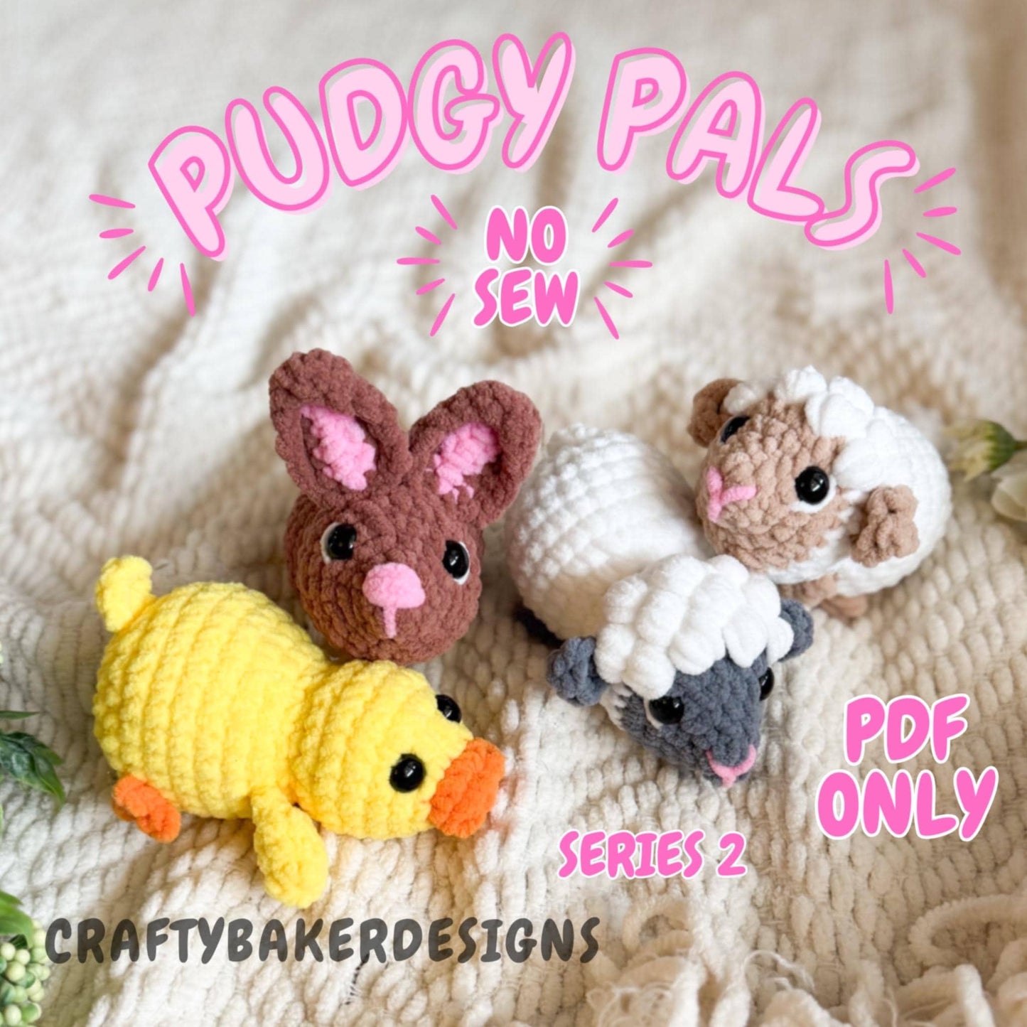 Crochet pattern bundle no sew pudgy pals beginner amigurumi animals plushie crochet easy market make Easter spring bunny duck lamb
