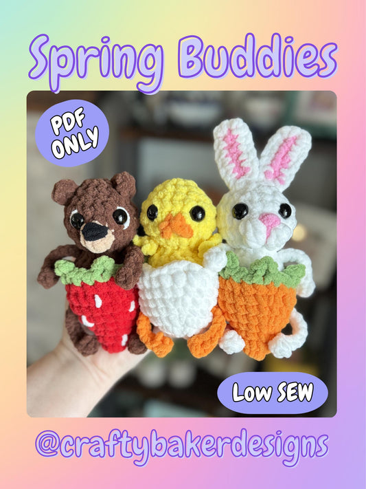 Crochet pattern bundle spring buddies beginner amigurumi animals plushie crochet easy market make Easter pattern bunny bear chick low sew