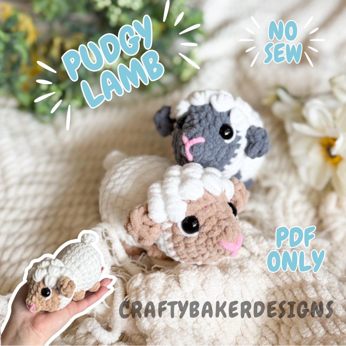 Crochet pattern bundle no sew pudgy pals beginner amigurumi animals plushie crochet easy market make Easter spring bunny duck lamb