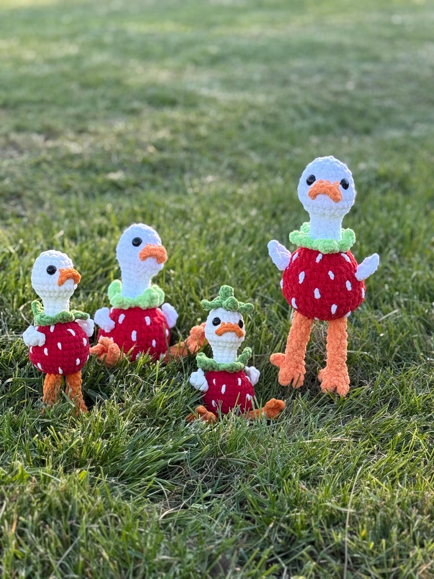 Strawberry goose crochet pattern no sew amigurumi low sew pattern pdf