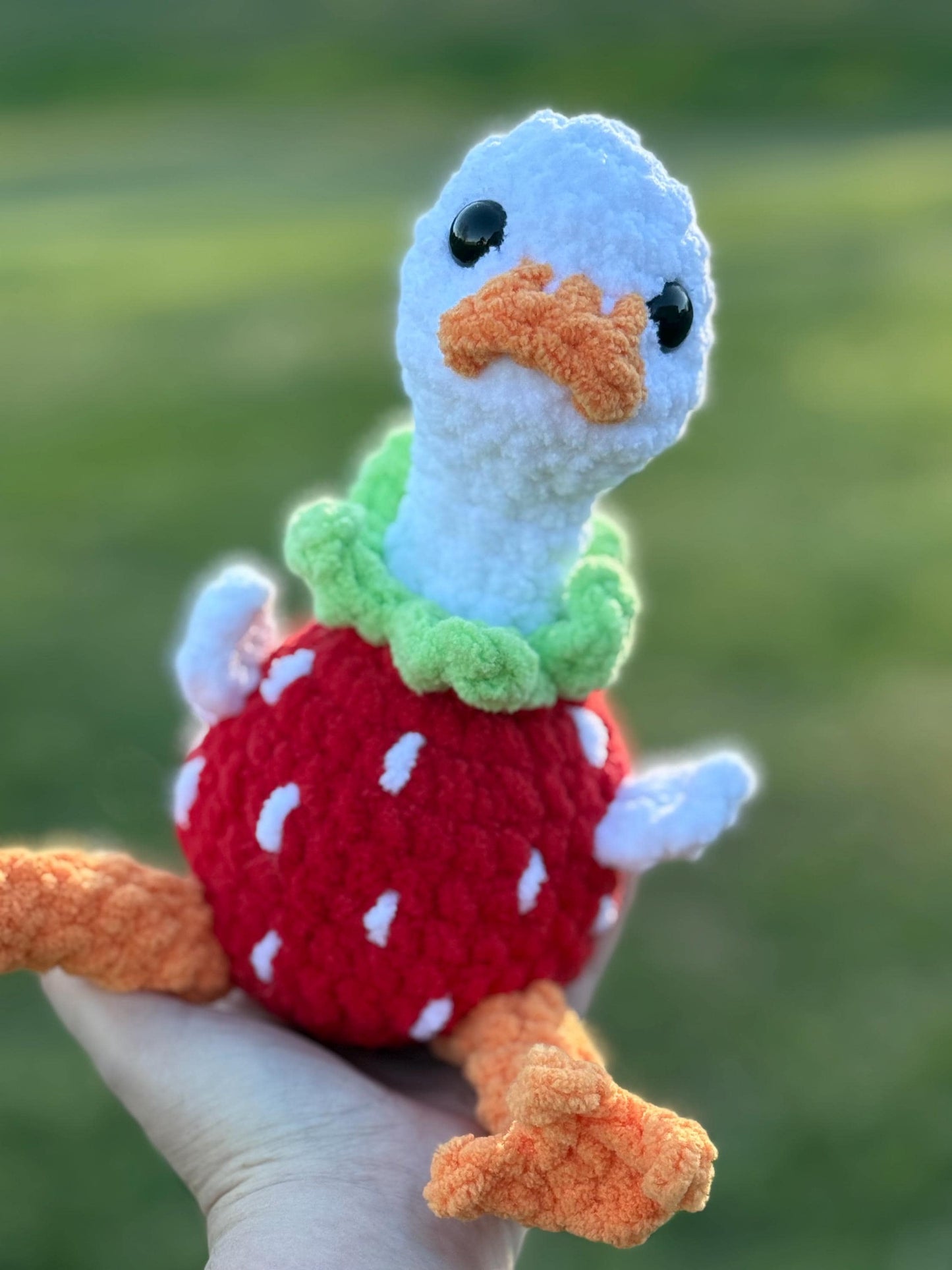 Strawberry goose crochet pattern no sew amigurumi low sew pattern pdf