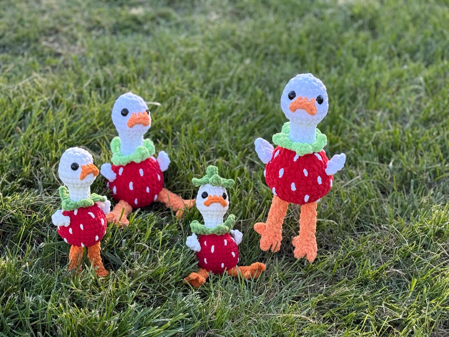 Strawberry goose crochet pattern no sew amigurumi low sew pattern pdf