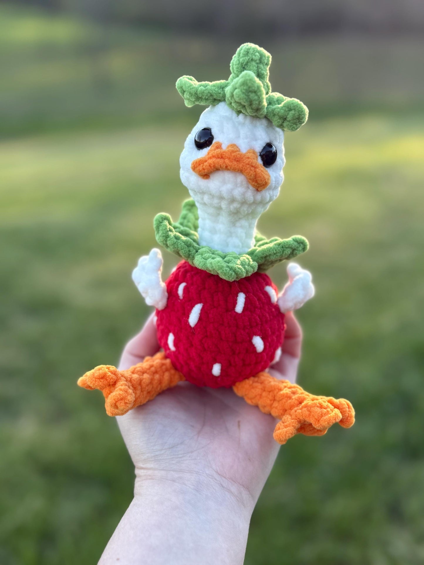 Strawberry goose crochet pattern no sew amigurumi low sew pattern pdf