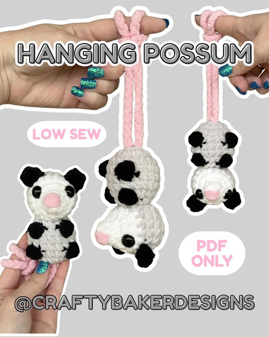 Possum crochet pattern hanging possum crochet pattern low sew possum crochet amigurumi pattern crochet car hanger possum