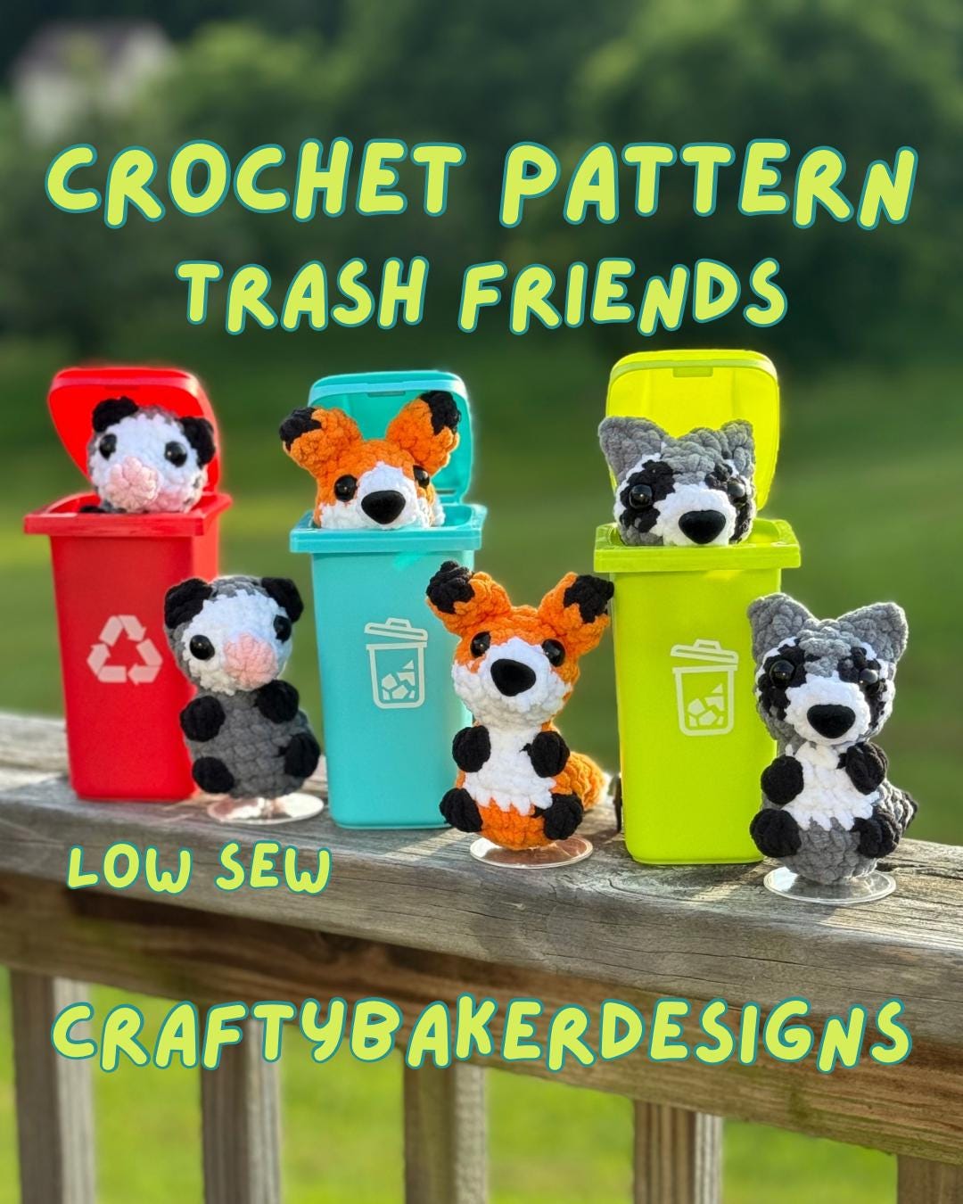 Low sew crochet pattern possum fox raccoon crochet pattern animals low sew possum crochet amigurumi pattern bundle easy crochet pattern