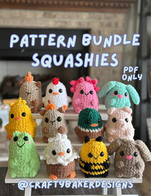 Crochet pattern bundle Squashies crochet pattern amigurumi crochet market make crochet beginner friendly crochet low sew no sew weighted