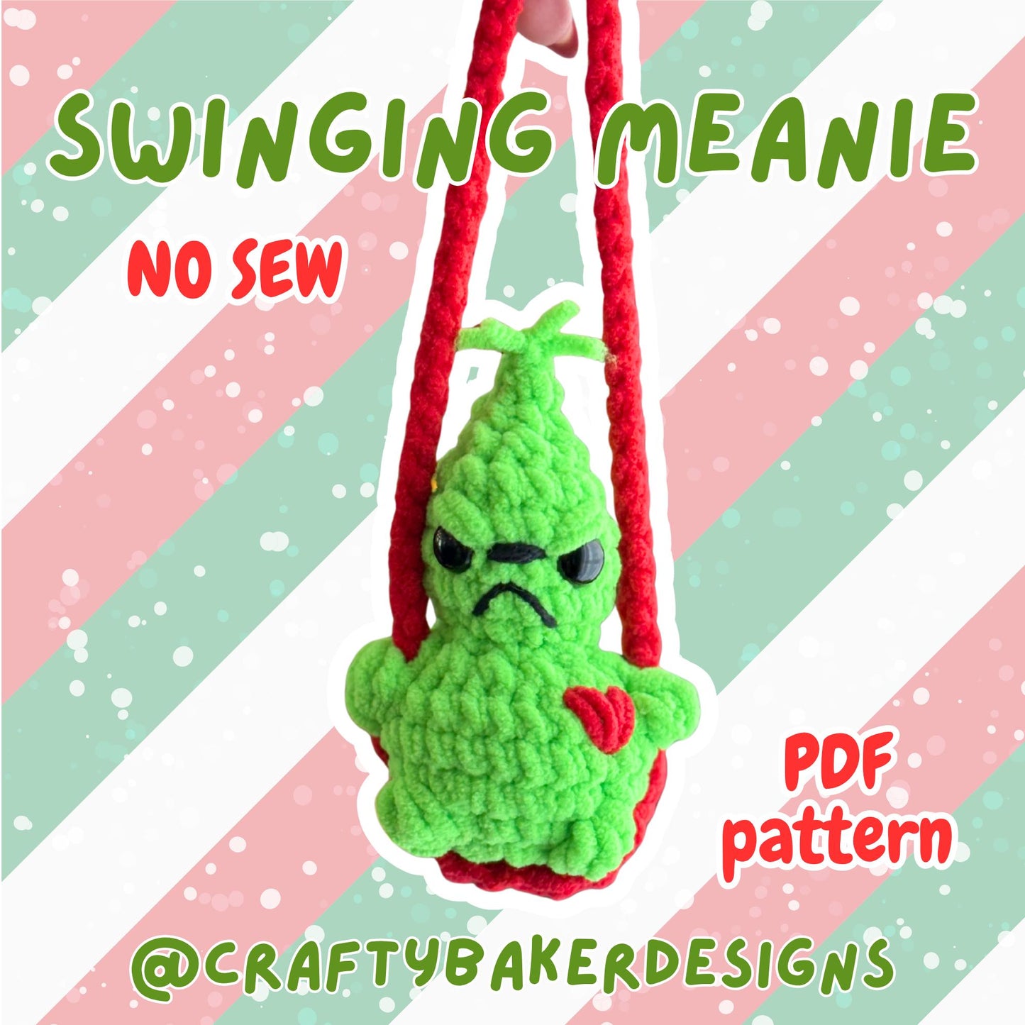 No sew crochet pattern swinging meanie crochet pattern crochet Christmas crochet swing car hanger crochet for beginner