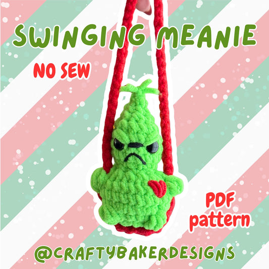 No sew crochet pattern swinging meanie crochet pattern crochet Christmas crochet swing car hanger crochet for beginner